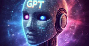 Painel de inteligência artificial em finanças exibindo gráficos e infraestrutura bancária moderna