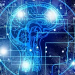 Profissionais analisando dados de inteligência artificial finanças em escritório corporativo moderno