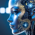 Gráficos de inteligência artificial no setor financeiro em telas futuristas de um escritório moderno
