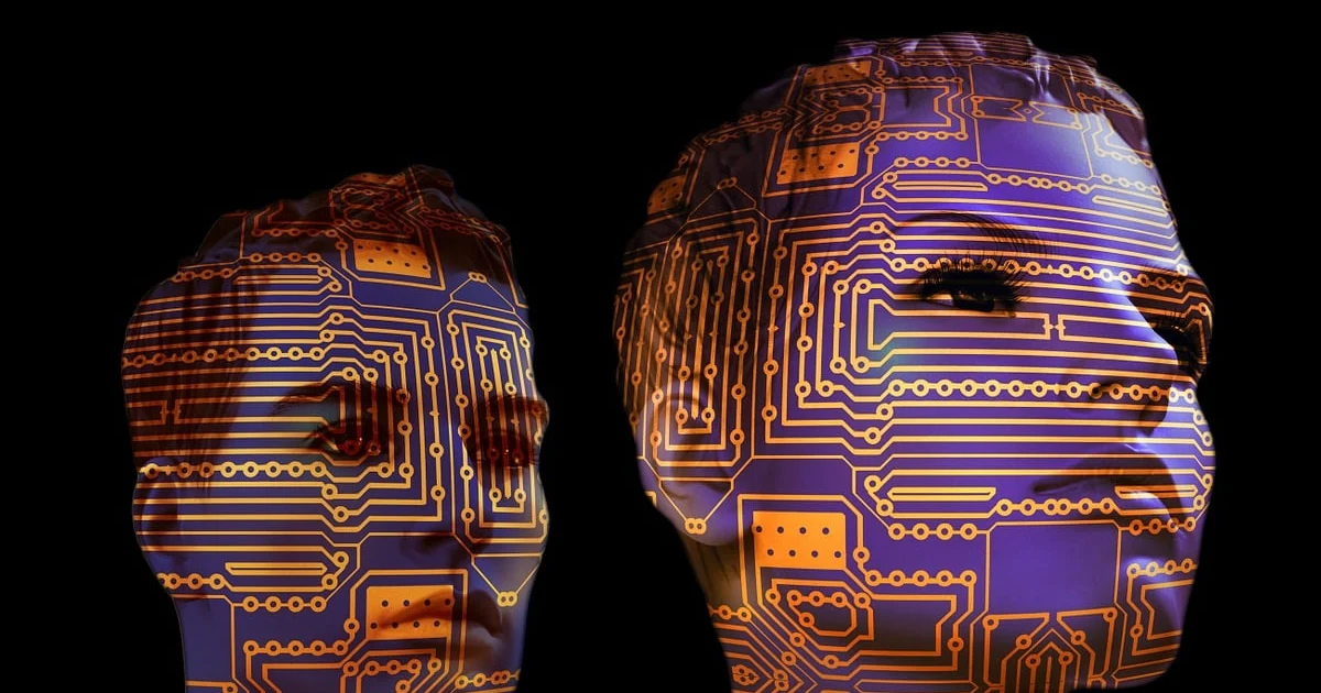 Executivos e painéis digitais representando a inteligência artificial nos bancos brasileiros