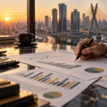 Gráficos financeiros complexos representando o impacto do risco fiscal na economia brasileira