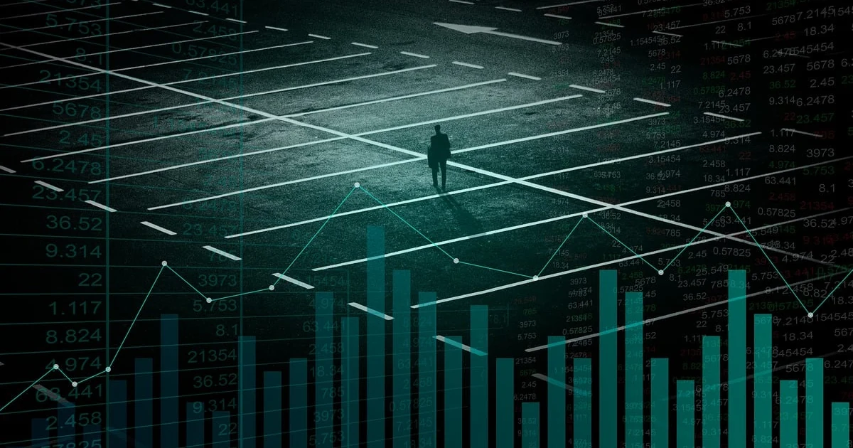 Ilustração conceitual representando a tecnologia no mercado financeiro e a inovação digital